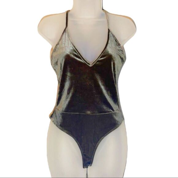 Nude (the brand) Gray Velvet Tank Top Bodysuit L - Picture 1 of 16